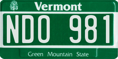 VT license plate NDO981
