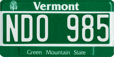 VT license plate NDO985