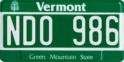 VT license plate NDO986