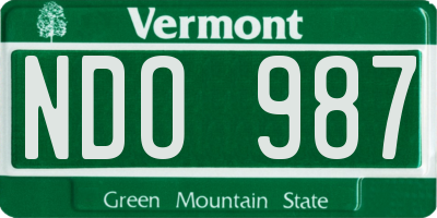 VT license plate NDO987