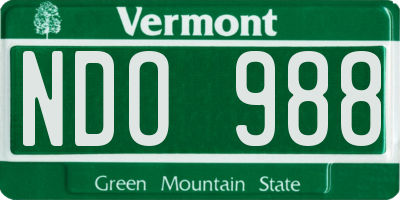 VT license plate NDO988