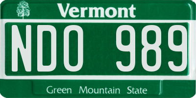 VT license plate NDO989