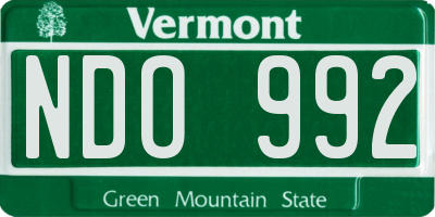 VT license plate NDO992