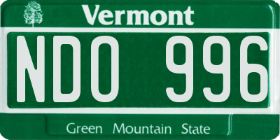 VT license plate NDO996