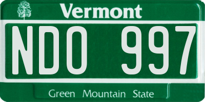 VT license plate NDO997