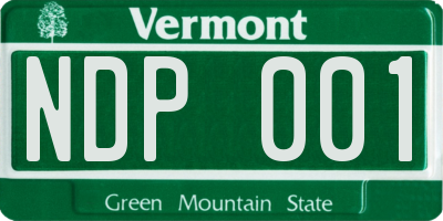 VT license plate NDP001