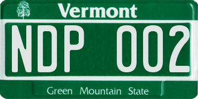 VT license plate NDP002