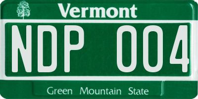 VT license plate NDP004