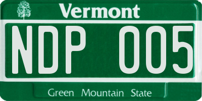 VT license plate NDP005
