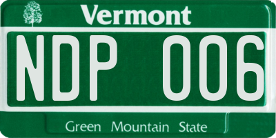 VT license plate NDP006