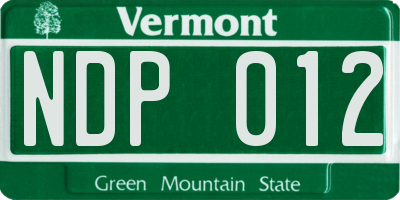 VT license plate NDP012