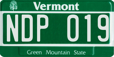 VT license plate NDP019