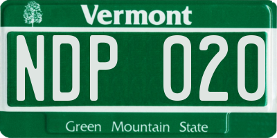 VT license plate NDP020