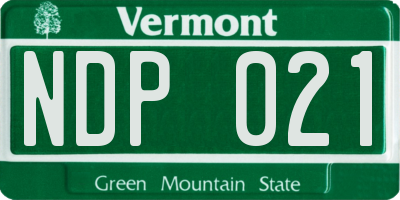 VT license plate NDP021