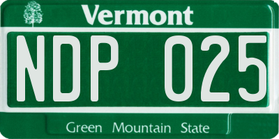 VT license plate NDP025
