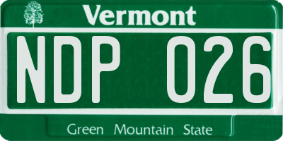 VT license plate NDP026