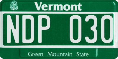 VT license plate NDP030