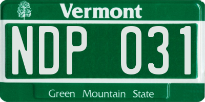 VT license plate NDP031