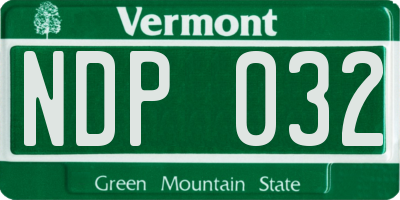 VT license plate NDP032