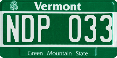 VT license plate NDP033
