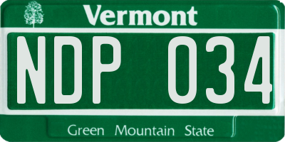 VT license plate NDP034