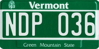 VT license plate NDP036