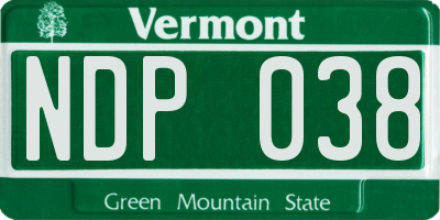 VT license plate NDP038