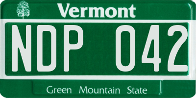 VT license plate NDP042