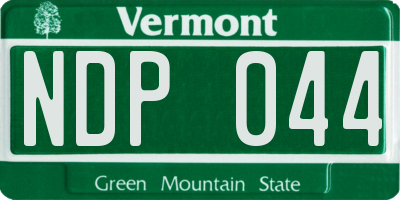 VT license plate NDP044