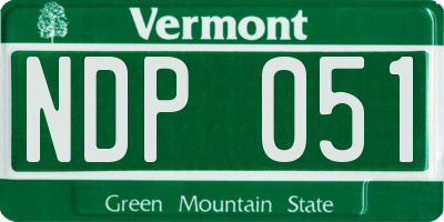 VT license plate NDP051