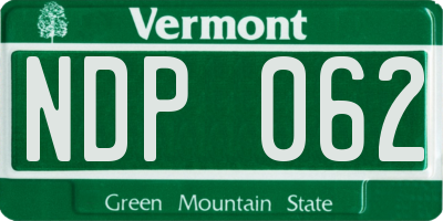 VT license plate NDP062