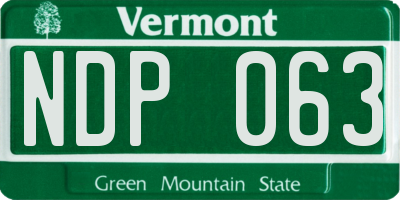 VT license plate NDP063
