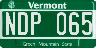 VT license plate NDP065