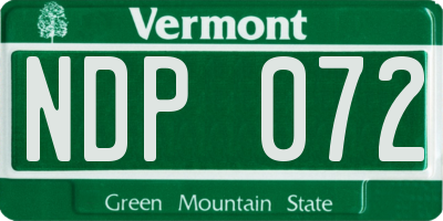 VT license plate NDP072