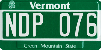 VT license plate NDP076