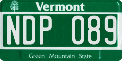 VT license plate NDP089