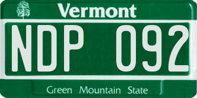 VT license plate NDP092