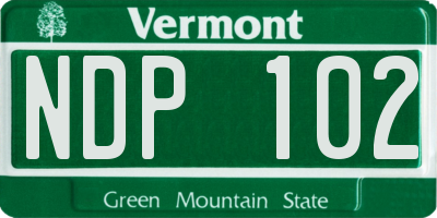VT license plate NDP102