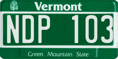 VT license plate NDP103