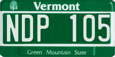 VT license plate NDP105