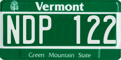 VT license plate NDP122