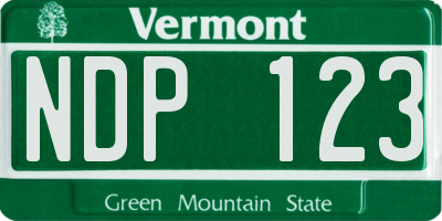 VT license plate NDP123