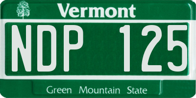 VT license plate NDP125
