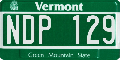 VT license plate NDP129