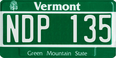 VT license plate NDP135