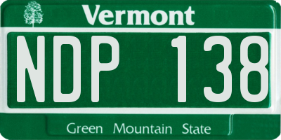VT license plate NDP138