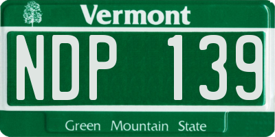 VT license plate NDP139