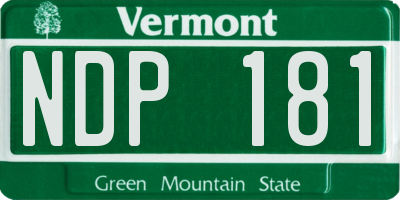 VT license plate NDP181