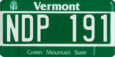 VT license plate NDP191