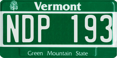 VT license plate NDP193